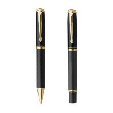 Gold Metal Carbon Fiber Pen 1.0 mm Mid Point Pen Set Black Ink Custom Logo Business Best Writing Pen